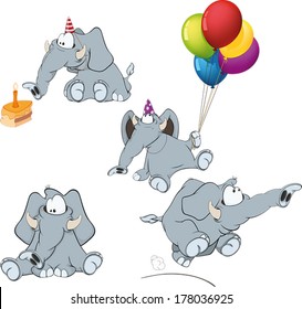 set of elephants cartoon 