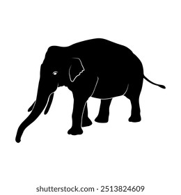 Conjunto de siluetas de elefantes. Sombra de elefante dibujada a mano.