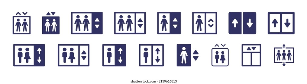 Set of elevator icons. Lift symbol. Vector illustration.