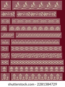 Set of eleven Baroque vintage stencil decorations. Vectorized seamleass patterns.