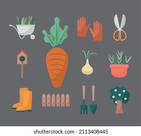 set of eleven garden items