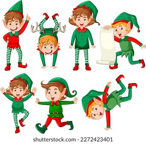 Set of elf cartoon character illustration