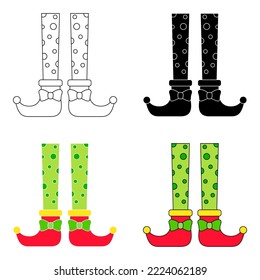 Set of Elf feet in flat style isolated