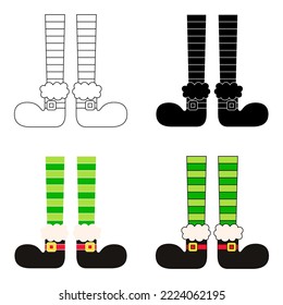 Set of Elf feet in flat style isolated