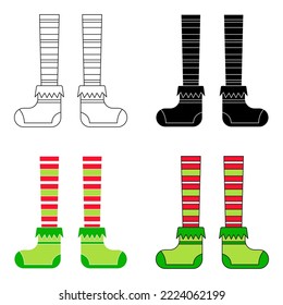 Set of Elf feet in flat style isolated