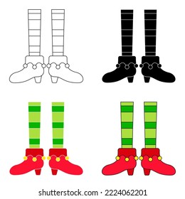 Set of Elf feet in flat style isolated