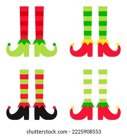 Set of Elf feet in flat style isolated