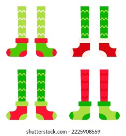 Set of Elf feet in flat style isolated