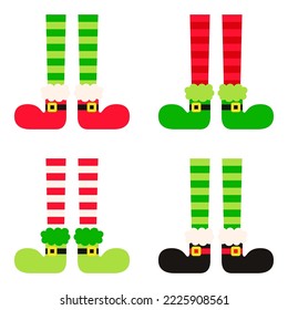 Set of Elf feet in flat style isolated