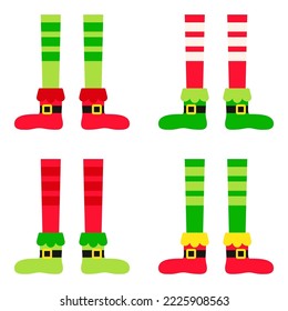 Set of Elf feet in flat style isolated