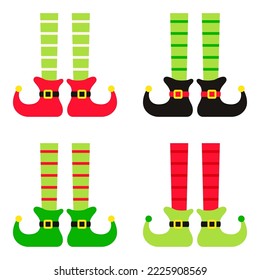 Set of Elf feet in flat style isolated