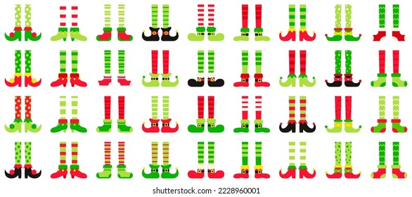 Set of Elf feet in flat style isolated