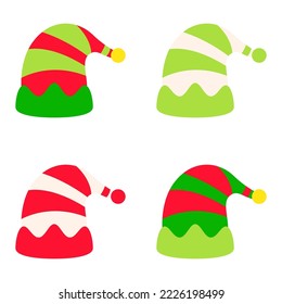 Set of Elf hat isolated on white background