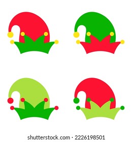 Set of Elf hat isolated on white background