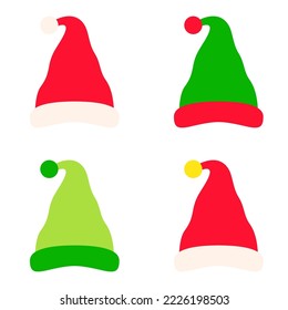 Set of Elf hat isolated on white background
