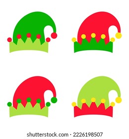 Set of Elf hat isolated on white background