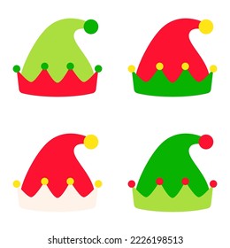 Set of Elf hat isolated on white background