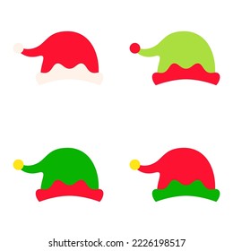 Set of Elf hat isolated on white background