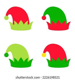 Set of Elf hat isolated on white background