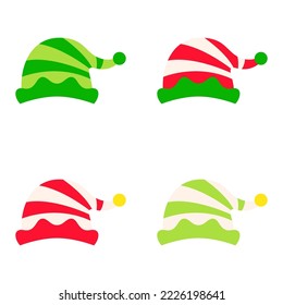 Set of Elf hat isolated on white background