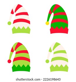 Set of Elf hat isolated on white background