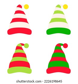 Set of Elf hat isolated on white background