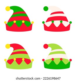 Set of Elf hat isolated on white background