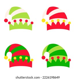 Set of Elf hat isolated on white background