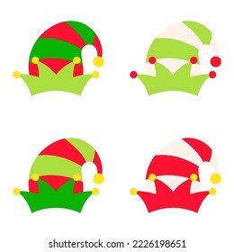 Set of Elf hat isolated on white background