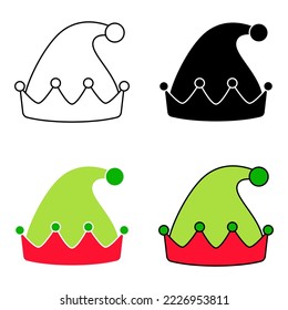 Set of Elf hat isolated on white background