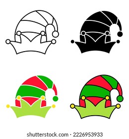 Set of Elf hat isolated on white background