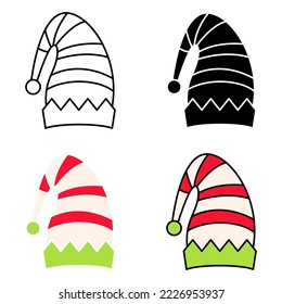Set of Elf hat isolated on white background