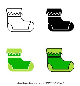 Set of Elf shoes in flat style isolated