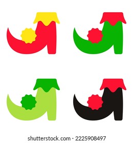 Set of Elf shoes in flat style isolated