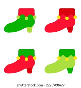 Set of Elf shoes in flat style isolated