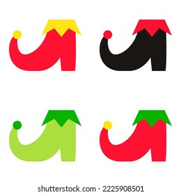 Set of Elf shoes in flat style isolated