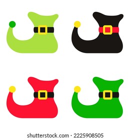 Set of Elf shoes in flat style isolated
