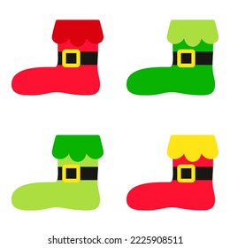Set of Elf shoes in flat style isolated