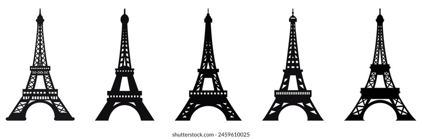Set of elf tower icons. Vector illustration isolated on white background
