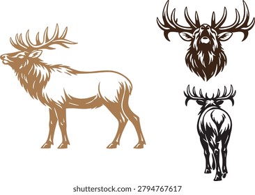 Set elk illustrations 