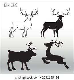 set of ELK silhouettes, line isolated or logo isolated sign symbol vector, outline and stroke style Collection of high-quality vector illustration,