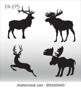set of ELK silhouettes, line isolated or logo isolated sign symbol vector, outline and stroke style Collection of high-quality vector illustration,