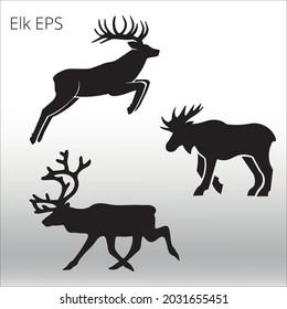 set of ELK silhouettes, line isolated or logo isolated sign symbol vector, outline and stroke style Collection of high-quality vector illustration,