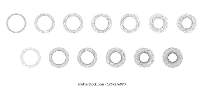 Set of ellipse guilloche rosettes pattern vector illustration. Circle geometric ornaments round decor. Created using AI CS6.