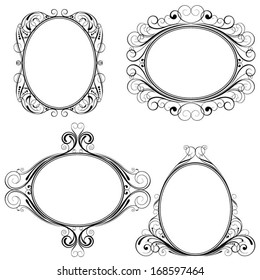 Set of ellipse ornamental frame