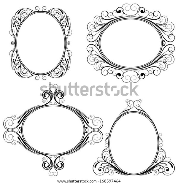 Set Ellipse Ornamental Frame Stock Vector (Royalty Free) 168597464