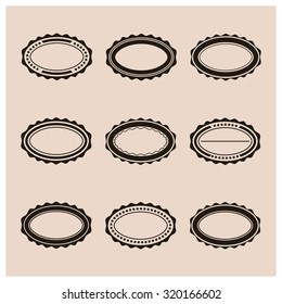 Set elliptical emblem in retro style, vector illustration.