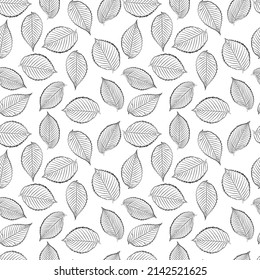 A set of elm leaves seamless pattern, 1000x1000, Vector graphics.