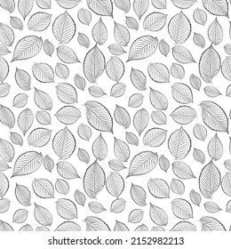 A set of elm leaves seamless pattern, 1000x1000, Vector graphics.