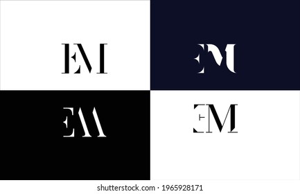 Set Of EM ,ME Abstract Letters Logo Monogram